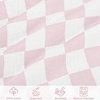 SWESEN Muslin Nursing Pillow Cover, Soft Removable Cover for Breastfeeding Pillows, Pillow Slipcover for Baby Boys and Girls, Comfortable & Breathable, Pink Plaid, Washable (Only Cover)
