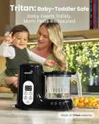 GROWNSY Baby Food Maker with Steam Basket, One Step Baby Food Processor Steamer Puree Blender Grinder Mills Machine, Auto Cooking Grinding and Sterili-zing for Healthy Homemade Baby Food, Blcak