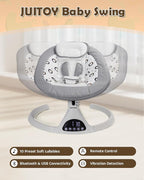 Electric Baby Swings for Infants to Toddler Baby Swing with 5-Speed 5-Point Carabiner,with Bluetooth Music 10-Preset Melodies Gray
