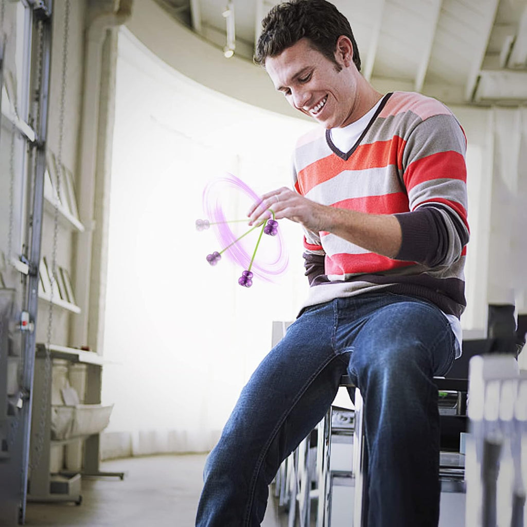 Begleri Fidget Beads - Worry Fidget Beads Spin & Bump - Made of Aluminum Alloy - Creates a Bit of Magic for You (UFO-Blue Yellow&White)