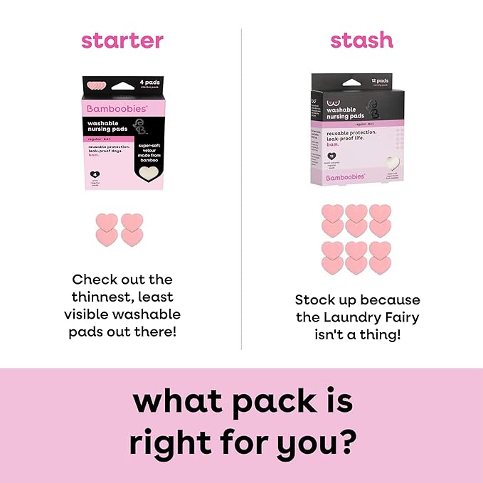 Bamboobies Nursing Pads, Reusable and Washable for Daily Use, Leak-Proof Pads for Breastfeeding, 4 Pads