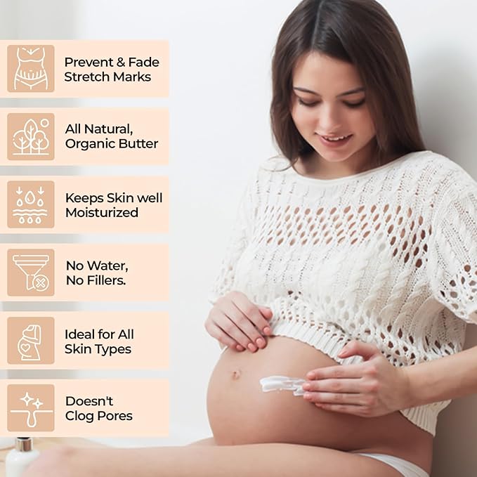 Fearless Mama Belly Butter – Luminous Scent Stretch Mark Cream for Pregnancy – Natural Moisturizer for Stretch Mark and Scar Care – Deep Hydration for Growing Bellies