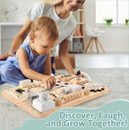 Wooden Busy Board for Toddlers - Montessori Sensory Activity Board for Fine Motor Skills and Early Learning - Travel Toys for Kids - Sensory Toys for autism or ADHD - Ideal for Educational Gifts