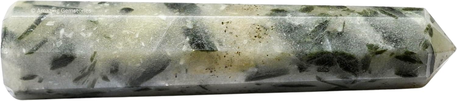 Amazing Gemstone Green Tourmaline in Quartz Crystal Towers - Natural Healing Crystal Point Obelisk for Reiki Healing and Crystal Grid (3 Inch)