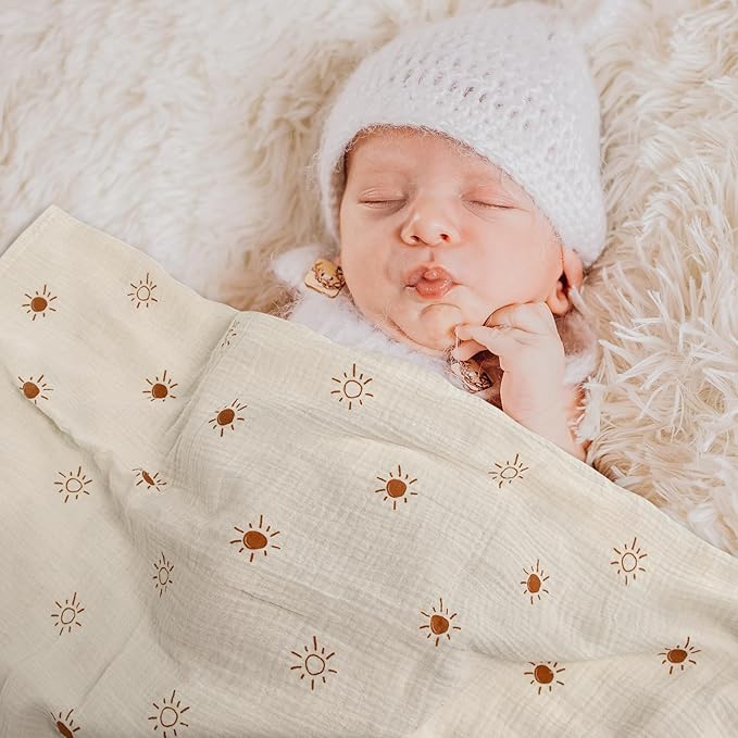 Muslin Swaddle Blankets for Newborn, 3 Pack Breathable Soft Receiving Blanket, Large 38 x 40 inches Swaddle Wrap Burping Clothes, Essentials Infant Shower Items, Toddler Gift (Elegant Colors)