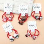 Baby Hair Ties No Damage Christmas Accessories for Little Girls, 10Pcs Red Ponytail Holders for Toddler Kids Thin Hair, Cute Elastic Bands With Santa Clause Snowman Xmas Tree Reindeer