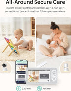 Dr.Care LumiView Plus Smart WiFi Baby Monitor - 5.5" 1080P Split Screen & 2K Camera, Privacy Mode, Cry & Motion Alerts, 5000mAh Removable Battery, RGB Night Light, HD Night Vision, App Control, 1279ft