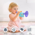 Musical Toys for 2 3 Year Old Boy Girl Birthday Gifts, 5 in 1 Montessori Musical Instruments for Toddlers 2-4 with Trumpet/Microphone/Flute/Harmonica, Preschool Learning Toys for Baby 18+ Months