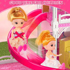 DIY Dolls House for Girls - 4-Level 10-Room Villa with 2 Dolls, 4 Dogs & Rich Accessories, DollsHouse Toys for Kids 4-8 Years Old