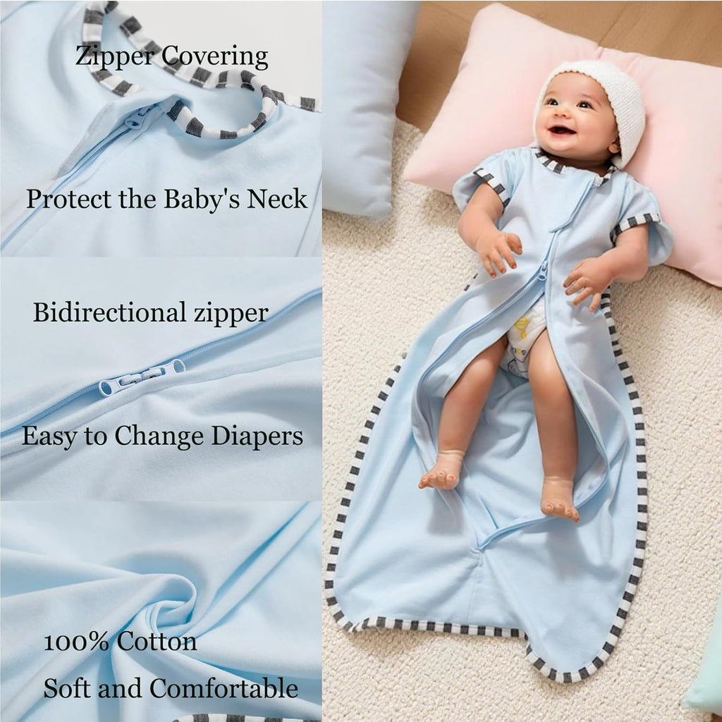 Baby Swaddle Blanket for Newborns and Infants,2-Piece Set Infant Pajamas,Bidirectional Zipper,Easy to Put On and Take Off