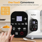 All-in-one Baby Food Maker: Baby Food Processor Blender Combo with Self Clean & LCD Display, Baby Food Puree Maker with Steam, Heating & Stirring, White Steamer Container Grinder