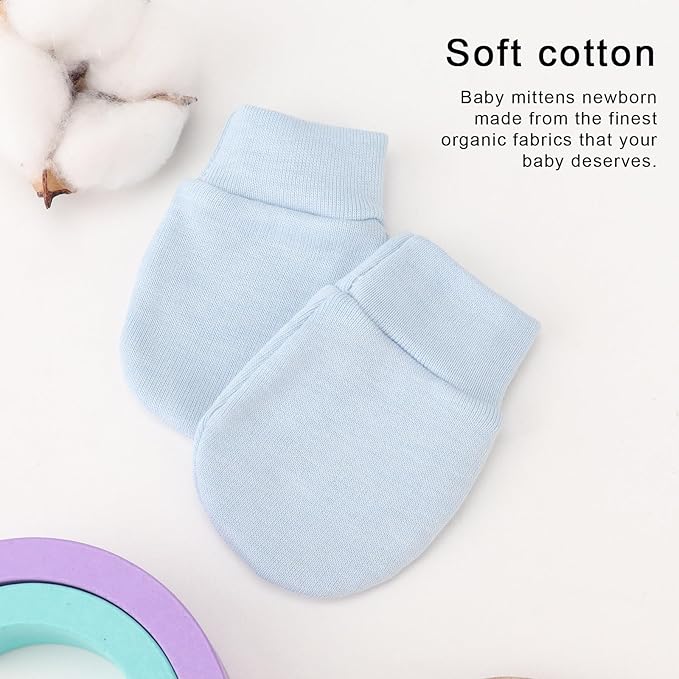 BQUBO 6 Pairs Newborn Baby Boys Girls Mittens 0-6 Months Unisex-Baby Infant Mittens Elastic No Scratch Wrist Gloves