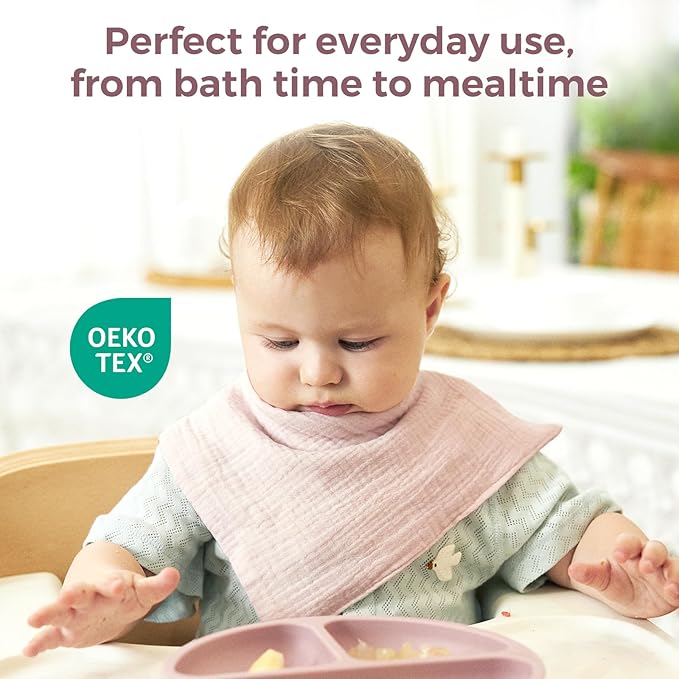 Momcozy Soft & Absorbent Baby Washcloths - 4 Layer Design| Medium Thickness| Premium Cotton for Newborns' Skin-Great for Bathing, Wiping & on-The-go Use, Shower Gift and Essential(5 Pack, 10x10 inch)