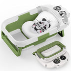 Collapsible Baby Bathtub for Newborn to Toddler, Portable Baby Bath Tub with Floating Cushion and Thermometer, Infant Bathtub for 0-24 Months(Green)