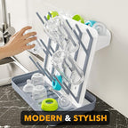 SpaceAid Baby Bottle Drying Rack with 20 Hooks, Space Saving Kitchen Bottles Rack Dryer, Vertical Baby Bottle Holder Organizer for Countertop Storage Accessories (White and Gray)