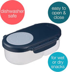 b.box Snack Box Reusable Snack Containers with Lids 2 compartments, Bento Box for kids and toddlers, Leakproof Lunch Box, BPA free and Dishwasher Safe Snack Container (Midnight, 1 3/4 Cup)