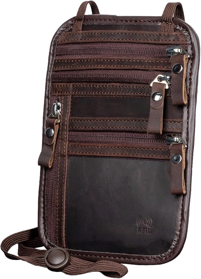 Neck Wallet - Rfid Wallet Women - passport holder for travel - Travel Wallet Passport Holder For Travel Women - 10.3x6.8inch (Dark Coffe)