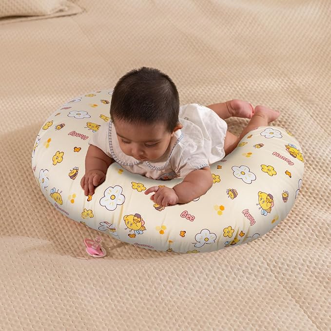 Baby Nursing Pillow for Breastfeeding, Adjustable Breast Feeding Pillow for Bottle Feeding, Breastfeeding Essentials for Mom and Baby Healthier Nursing, Removable Cover- Bee Yellow