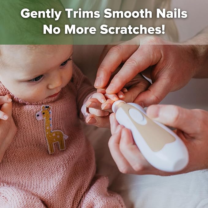 haakaa Baby Nail Trimmer Electric Baby Nail Clippers Kit for Newborn, Toddler or Adults Fingernails and Toenails Care, Baby Nail Care Set & Extra 4 Replacement Pads Combo - Acorn