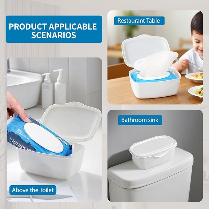 Wipes Dispenser Compatible with Cottonelle Flushable, Refillable Wet Wipes Container, Wipe Holder Keeps Wet Tissue Clean and Fresh, Non-Slip Wipe Case with Sealing Design Lid, for Home and Travel