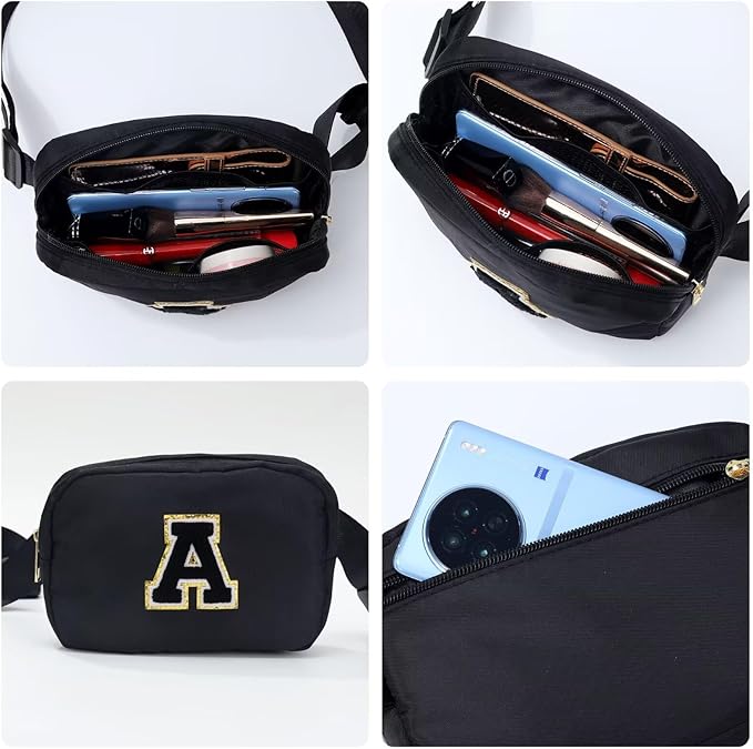 YOOLIFE Best Friends Gift - Black Initial Crossbody Bag for Women