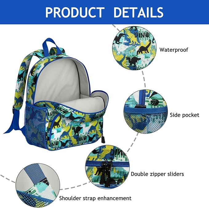 Toddler Backpack for Boys 3-8: Preschool Kindergarten Backpack - Cute Kids Backpacks for Boys-Dino