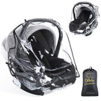 Car Seat Rain Cover Universal, Food Grade EVA, Waterproof Weather Shield for Infant Car Seat with Storage Bag, Baby Car Seat Stroller Rain Cover Features Side Ventilation, Quick-Access Roll-Up Door