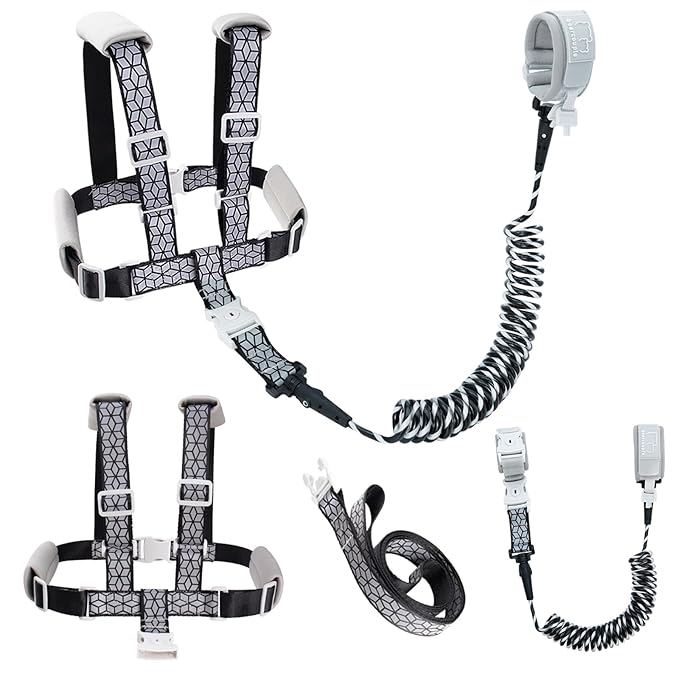 Toddler Leashes + Anti Lost Wrist Link for Kids, 4 in 1 Kid Harness Backpack Leash for Girls Boys, Reflective Kids Anti Lost Leash Cute Baby Harness Belt Strap Foldable Child Safety Leash for Park/Zoo