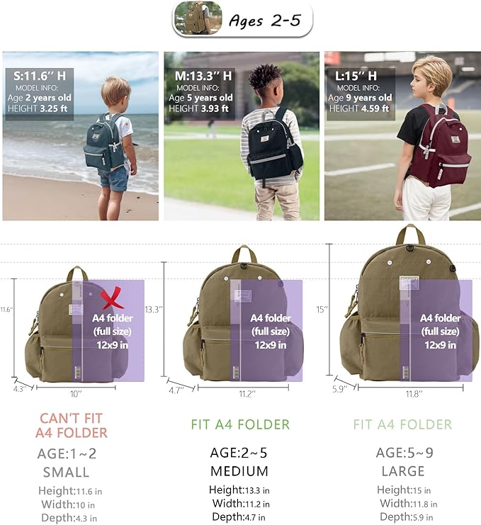 Toddler Backpack for Boys 2-5: Preschool Kindergarten Backpack - 13" Daycare Backpack Fit A4 Folder