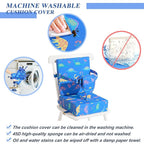 Toddler Booster Seat for Dining Table, Dinosaur Booster Seat for Table with Backrest and Adjustable Seat Belts Non-Slip Bottom Portable Booster Seat Increasing Cushion for Kid Baby Eating Travel Home