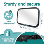 Onco Baby Car Mirror Rear Facing - Double Award-Winning Convex Car Mirror for Baby, 100% Shatterproof & Shakeproof with 360° Rotation, Newborn Essentials (9.6 x 6.9 in)