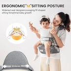 Baby Carrier with Hip Seat Adjustable Strap Huge Storage 4-in-1Toddler Carrier Enhanced Lumbar Support Ergonomic Baby Hip Carrier for Newborns & Toddlers Gray