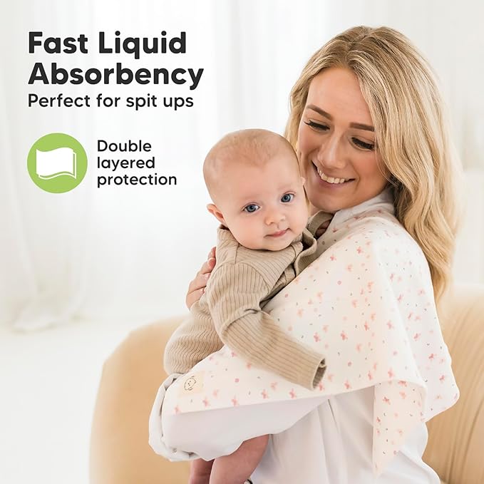 Organic Burp Cloths Baby Boy, Girl - 6-Pack Large Cotton Burping Cloths for Babies, Spit Up Rags, Super Absorbent, Ultra Soft Newborn Rag, Gender Neutral, Machine Washable, Durable(Butterflies)