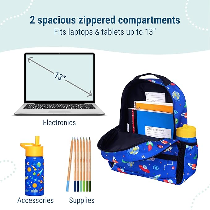 Wildkin ECO rPET 15-inch Kids Backpack – Sustainable, Padded, Adjustable – Out of This World
