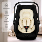 Infant Car Seat Insert for Newborn Girls Boys, Summer Mesh Baby Carseat Head Support with Strap Pads, Soft Reversible Baby Car Seat Insert Cushion Pad for Car Seat, Stroller, Bouncer, Swing, Beige