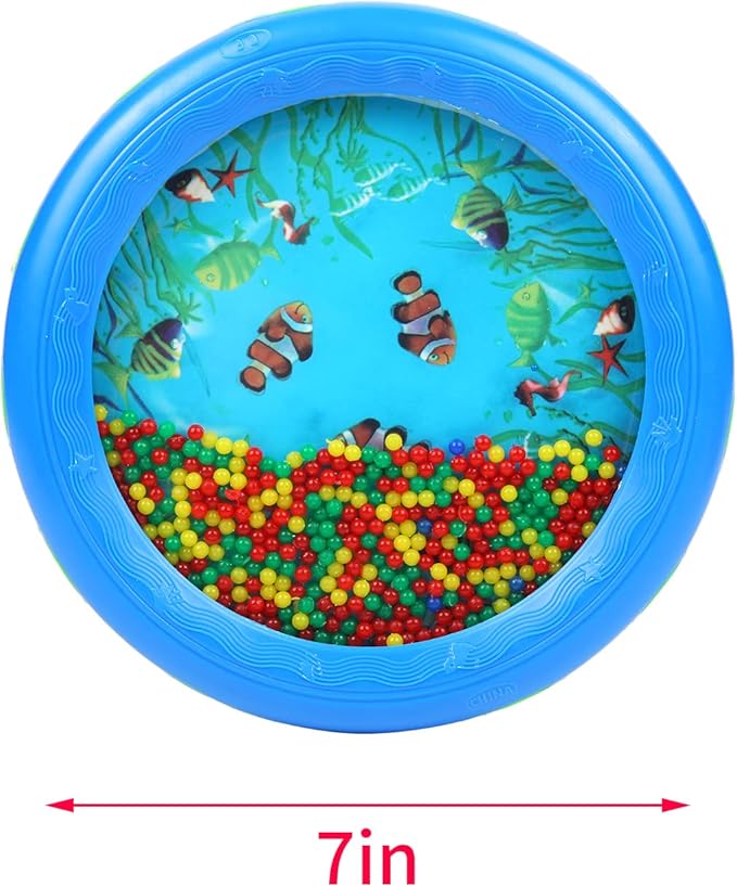 Musfunny Ocean Drum Wave Bead Drum Gentle Sea Sound Music Gift Musical Educational Sea Sound Drum Tool for Kid Child Baby (Blue)