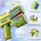 2 Pack Bubble Guns with 4 Bottles Refill Solution, LED Light Up Rechargeable Bubbles Machine Blower for Kids Toddlers 4-8, Outdoor Toys Gifts, Wedding Easter Party