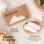 6-Pack Baby Washcloths - Soft Absorbent Viscose from Bamboo Wash Cloths for Babies, Kids, Toddlers, Infant, Newborn Bath Towels, Gentle on Sensitive Skin, 10x10 Reusable Face Towels (White)