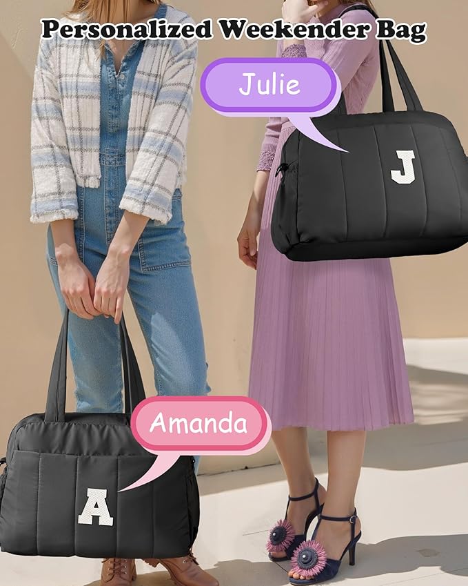 Monogram Gifts-Women Duffle Bag with Initial, Personal Item Travel Bags，Gym Bag with Wet Pocket，Lightweight Travel Bags Personalized Tote with Makeup Pouch