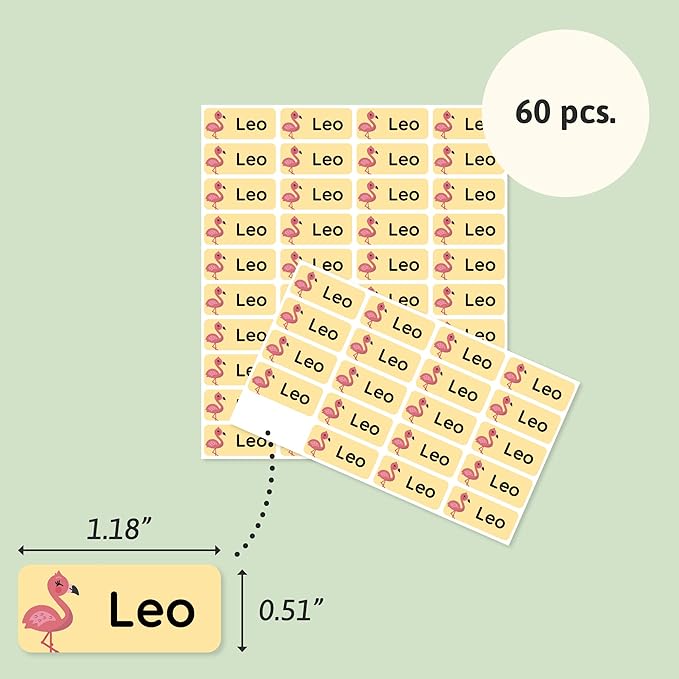 Personalized Name Labels for Kids (60) – Custom Waterproof & Durable Stickers for Clothing, Daycare, Office & School Supplies - Exotic Animals