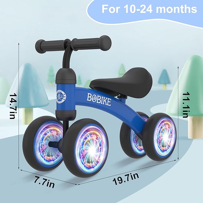 Baby Balance Bike Toys for 12-36 Months Kids Toy Boy and Girls Gifts Toddler Best First Birthday Gift Children Walker No Pedal Infant 4 Wheels Bicycle (Colorful, Blue-Light)