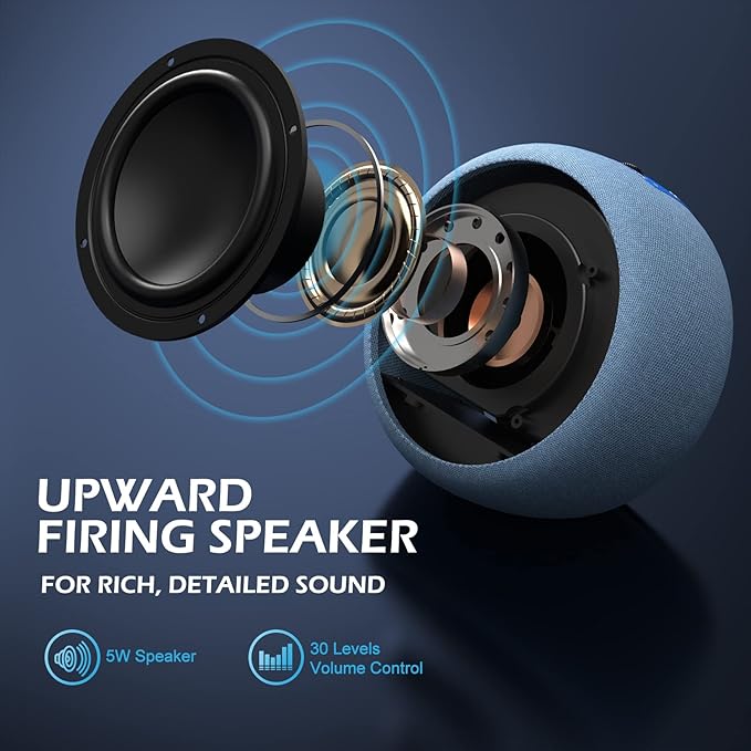 Buffbee Sound Machine & Alarm Clock 2-in-1, 0-100% Clock Face Brightness, Bottom Colored Light, Sleep Timer, Precise 30-Level Volume Control White Noise Machine - Twilight