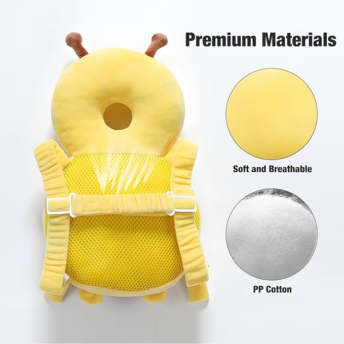 PandaEar Baby Head Protection Backpack, Toddler Walking Head Protector, Adjustable Head Protector Pad Safety Cushion (Yellow)