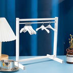 Civaner 11 Pcs Doll Garment Rack with Wooden Clothes Hanger for 18 Inch Girl Doll Clothes Mini Hangers Wardrobe Furniture Accessories for Dollhouse Baby Shower Supplies (White)