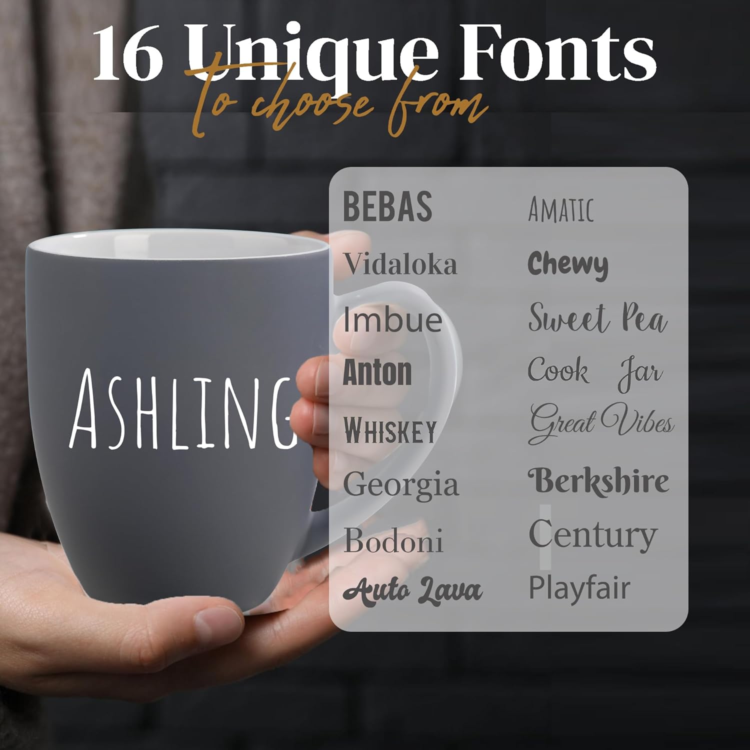 Personalized Coffee Mug Engraved with your Custom Text - Customized Coffee Mugs, Hot Chocolate Mug, Tea Cup, Birthday Gifts, Retirement Gift (Engraved Custom Text, Matte Grey)