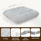 Booster Seat for Kitchen Chair with Comfy Backrest and Adjustable Safety Buckles,Non-Slip Kid Toddler Booster Seat for Dining Table,Portable PU Travel Baby Booster Increasing Cushion Chair