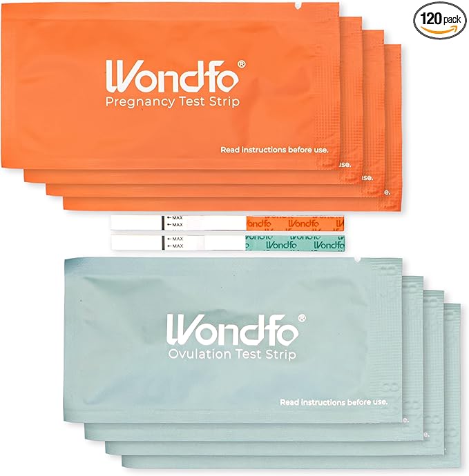 Wondfo 100 Ovulation Test Strips and 20 Pregnancy Test Strips Kit - Rapid Test Detection for Home Self-Checking Urine Test (100 LH + 20 HCG)