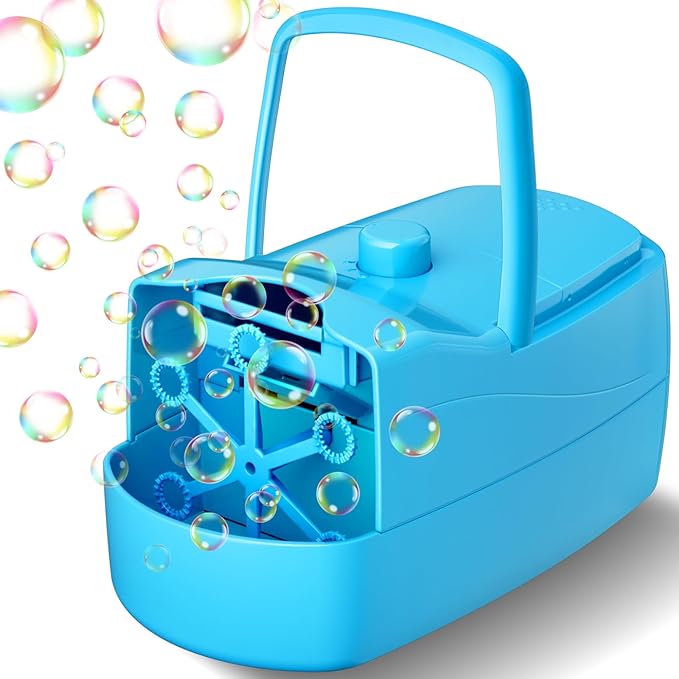 Bubble Machine, Automatic Bubble Blower for Kids, 18000+ Bubbles Per Minute with 2 Speed Settings, Battery/USB Powered Bubble Maker for Toddlers, Outdoor Birthday Parties, Weddings (Blue)