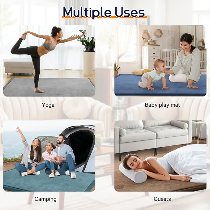 Baby Play Mat for Floor Tummy Time Nursery Rug Muscle Area Rug Playroom Tatami 50 * 50" Memory Foam 1.3" Thick Crawling Mat For Babies,Toddlers, Infants, Kids(Pink)