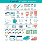 KeepGoing Large Home First Aid Kit for Kids – 270 Pc. for Car, Home, Dorm, & Boat with Latex-Free Bandages – 10 x 7 x 3.5 in. Travel First Aid Kit (Sunny Rainbow)